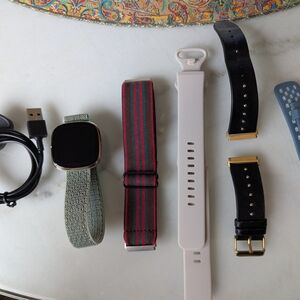 Fitbit Smartwatch Black and Green with Interchangeable Bands